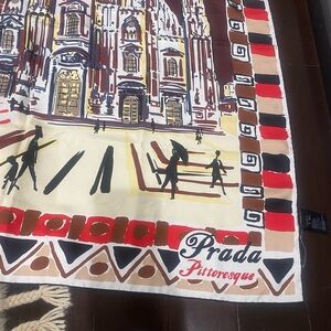 Prada Picturesque Scarf with Red and Brown Hues